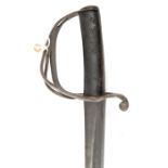 An 1853 pattern cavalry trooper’s sword, slightly curved fullered blade 34½”, with Solingen knight’s