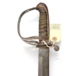 A Spanish light cavalry trooper’s sword, similar to British 1821 pattern, slightly curved shallow