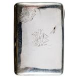 A Royal Flying Corps officer’s silver cigarette case, engraved with RFC wings and motto, and owner’s