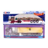 2 Corgi 1:50 scale trucks. A Seddon Atkinson Strato 325 tractor unit with a flatbed semi-trailer