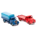 2 Dinky Toys. Austin Wagon (30S) in dark blue with mid blue tinplate rear tilt with mid blue wheels.