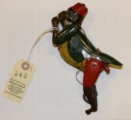 A 1930’s German Lehmann tinplate Monkey. A climbing toy Named ‘Tom’ in North African style