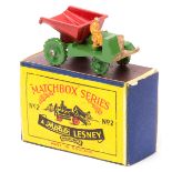 Matchbox Muir Hill Site Dumper No.2. An example in green with red tipping dumper and green painted