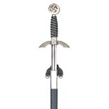 A Third Reich Luftwaffe officer’s sword, blade 28¼” by SMF Solingen and bearing Waffenamt mark, with