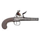 A 50 bore cannon barrelled flintlock boxlock pocket pistol, c 1780, 7½” overall, turn off barrel