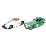 2 Dinky Toys. A Cunningham C5R Road Racer (133) in white with dark blue stripes, brown interior,
