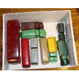 9 Dinky Toys. Maudsley British Railways horse box, Leyland Royal Tiger in red with silver flash.