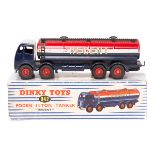 Dinky Toys Foden 14 ton Tanker in ‘Regent’ livery No.942. Dark blue cab and chassis with red,