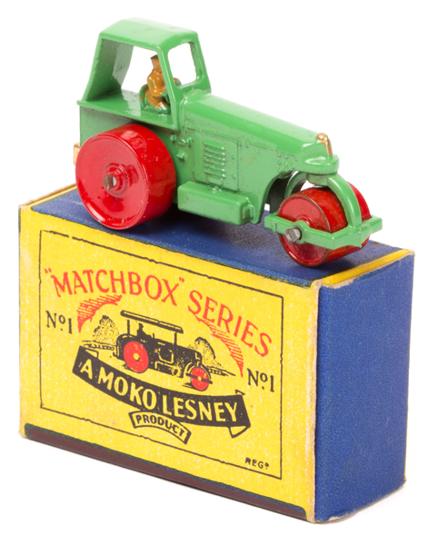 Matchbox Series No.1 Diesel Road Roller. A 2nd type casting Aveling-Barford in light green with high