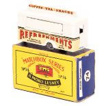 Matchbox Series No.74 Mobile ‘Refreshments’ Bar. An example in cream with a light blue base and grey
