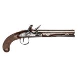 A 14 bore flintlock duelling pistol by Gardner, Newcastle, c 1820, well reconverted from percussion,