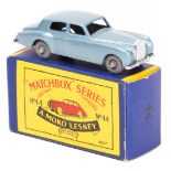 Matchbox Series No.44 Rolls Royce Silver Cloud. An example in pale silver blue with metal wheels and