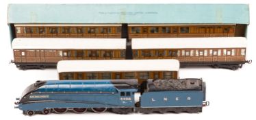 A Hornby Dublo LNER train. Comprising a 3-rail electric 1930’s class A4 4-6-2 tender locomotive