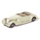 Dinky Toys Lagonda Sports Coupe 38c. An example in light grey with dark grey seats and black