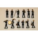 Britains Band of the Royal Marines from set No.1291. 12 figures including Band Master, bass drum,