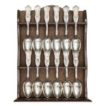 A WWI commemoration set of 12 silver plated spoons (6” length) depicting the leaders of the Armed