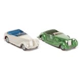 2 Dinky Toys. Lagonda Sports Coupe (38c). An example in dark green with very dark green interior and