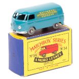 Matchbox Series No.34 Volkswagen 1500CWT Van. In blue with ‘Matchbox International Express’ yellow
