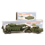 Dinky Supertoys Tank Transporter (660). Plus a Centurion Tank (651). Both in olive green and