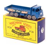 Matchbox Series No.20 ERF 68G Truck. In dark blue with ‘Ever Ready for Life’ decals on each side, an