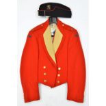 An ERII officer’s blue sidecap of The Gloucestershire Regt, scarlet piping, yellow top,