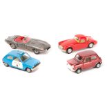 4 Auto Pilen cars. A Mini Cooper (319) in metallic red, Renault 17 TS in blue with red roof and
