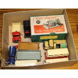 10 Dinky Toys. 2x Double deck buses with AEC grilles and cutaway wings, both in red and cream, a