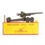 A Britains 155mm Artillery Gun (2064). Comprising artillery gun, trail wheels, barrel travelling