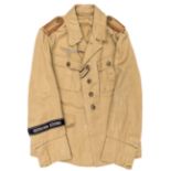 A German Afrikakorps Luftwaffe tunic of the elite “Hermann Goring” Division, sand coloured cotton