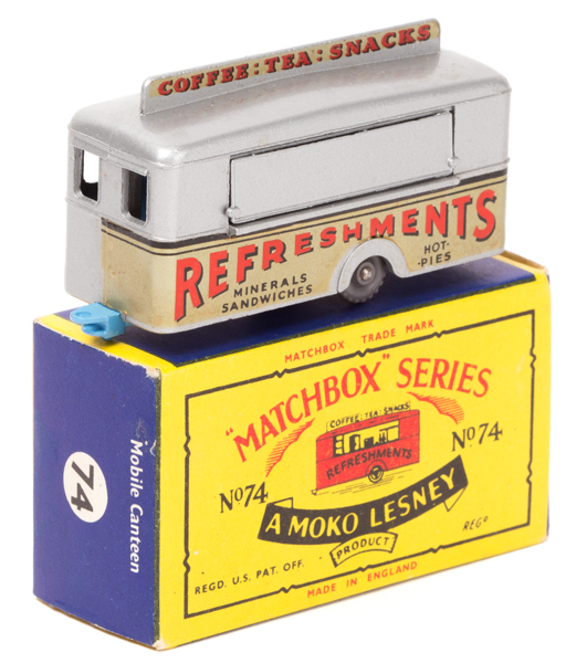 Matchbox Series No.74 Mobile ‘Refreshments’ Bar. An example in metallic silver with a light blue