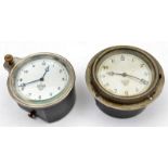 2 Smith’s clocks for car dashboard, one with bevelled glass, chromed frame and forward winding knob,