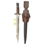 A P1888 Mk 2 bayonet, oil hole in pommel with 2 brass studs, various stamps and date 3’02 at