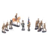 15 Elastolin British Army Figures. 14 in active service uniforms, 6 marching, rifles shouldered,