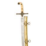 A Vic General officer’s mameluke hilted sword, curved flat blade 31½”, clipped back and DE at point,