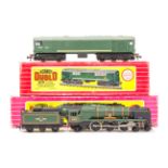 2 Hornby Dublo 2-rail locomotives. A BR rebuilt West Country class 4-6-2 tender locomotive