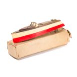 A 1930’s AGE clockwork wooden speed boat. 290mm length, hull painted in cream (upper) and red (