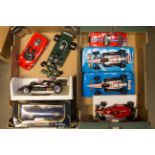 5 1:18/1:14 scale Formula 1 etc single seat racing cars. 3 1:18 scale ONYX Ferrari 412T2 RN28 G.