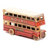 A 1930’s AEC style tinplate clockwork penny toy GENERAL double deck bus. Possibly of German