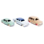 3 French CIJ 1950’s saloon cars. Chrysler Windsor 4 door saloon in light grey with dark blue roof,
