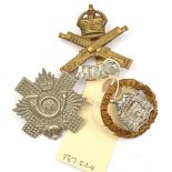 3 cap/glengarry badges: 1st patt Dorsetshire, Vic HLI and WWI Motor Machine Gun Corps. GC to VGC