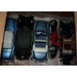 5 Franklin/Danbury Mint 1:24 scale cars. Maybach Zeppelin in black and silver, Mercedes Benz K in