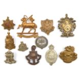 10 school cadet cap badges: Cranleigh CCF, Eton Coll., Alleyn’s School London and pouch badge with 2