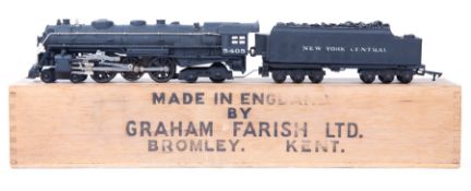 A rare Graham Farish OO gauge American 4-6-4 tender locomotive. Complete with its 12-wheeled bogie