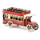 A rare 1920’s German tinplate penny toy GENERAL double deck bus. Possibly by Fischer, 115mm finished