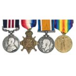 Four: Military Medal, Geo V first type (28277 Bmbr. H Tompkinson A75/Bde RFA), 1914-15 star, BWM,