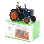 A Britains Model Farm Fordson Major Tractor 128F. An example in dark blue with orange wheels and