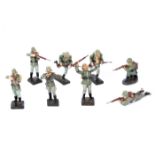 8 Elastolin/Duro German Army Soldiers. 2 soldiers standing shooting, 1 laying down shooting, 1