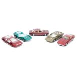 5 Auto Pilen 1:43 scale cars. Modulo Pininfarina in metallic red. Ferrari 512S in a shade of