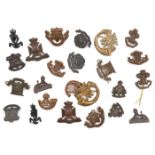 12 pairs officer’s bronze collar/lapel badges, including E Lancs, DCLI, Dorset, S Lancs, Welsh,