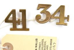 2 similar brass numerals, 34 and 41. GC Part of a Private Collection